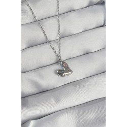 Özel Çelik Zincir Renk Renkli Zirkon Taşlı Kalp Kolye Fırsat!!!