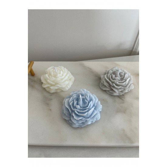 Bernamiofficial Şakayık Mum 3 Adet Vanilya Kokulu Beyaz Mavi Gri , Yüzen Mum, Vanilya Kokulu Mum