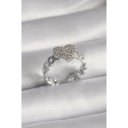 Özel Pirinç Renk Zirkon Taşlı Kalp Model Kadın Yüzük Fırsat!!!