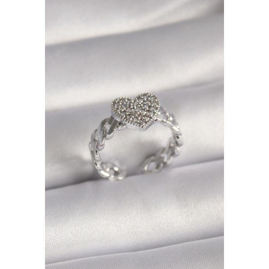 Özel Pirinç Renk Zirkon Taşlı Kalp Model Kadın Yüzük Fırsat!!!