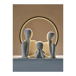 Üçlü Aile Dekoratif Beton Heykel Obje Biblo
