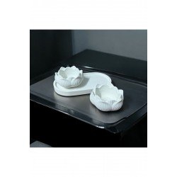 3lü  set  Lotus çiçeği & oval organizer tabak & Tealight mumluk & dekor süs & alçı mumluk