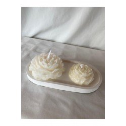 3 Parça Yüzen Gül Şakayık  Mumlar, Suda  veya Normal Kullanım(1 küçük 1 büyük Şakayık ve Tabak Set )