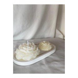 3 Parça Yüzen Gül Şakayık  Mumlar, Suda  veya Normal Kullanım(1 küçük 1 büyük Şakayık ve Tabak Set )