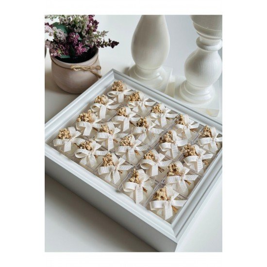 Özel Düğün Lüks Mini Çiçekli Bubble Krem Kurdale Mum 10 Adet