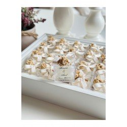 Özel Düğün Lüks Mini Çiçekli Bubble Krem Kurdale Mum 10 Adet