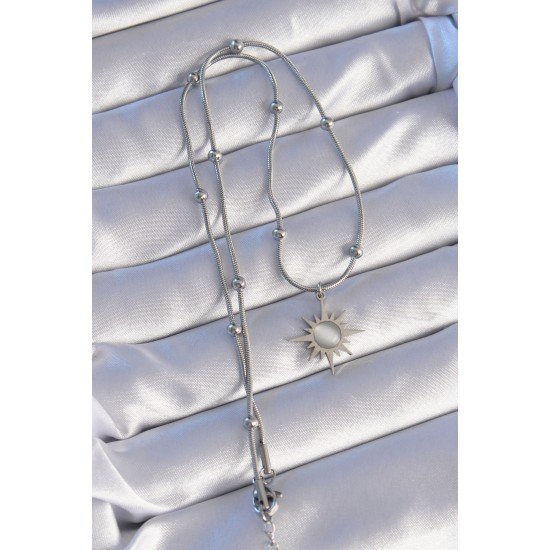 Özel Çelik Renk Sedefli Yıldız Model Kolye Fırsat!!!