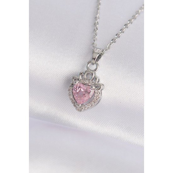 Özel Çelik Zincir Renk Pembe Zirkon Taşlı Rapunzel Kolye Fırsat!!!