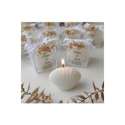 Çiçekli Istiridye Hediyelik Mum Nikah  Düğün Nişan Söz Mevlut 15 Adet