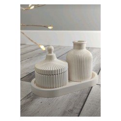 3 lü set Oval tepsi vazo kapaklı dekoratif kutu obje süs eşyası biblo