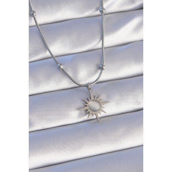 Özel Çelik Renk Sedefli Yıldız Model Kolye Fırsat!!!