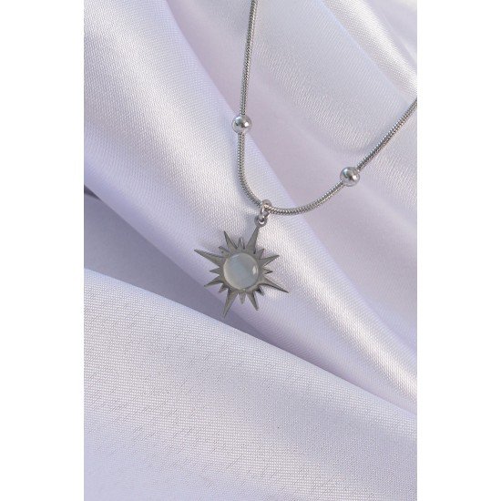 Özel Çelik Renk Sedefli Yıldız Model Kolye Fırsat!!!