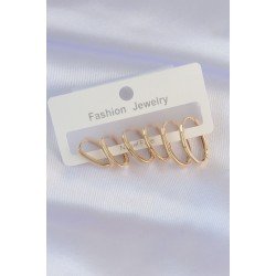 Özel Pirinç Gold Renk İnce Oval Küpe Seti Fırsat!!!