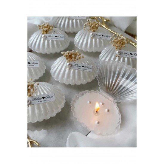 Pinterest Kutulu Istiridye Mum Düğün, Nişan , Söz ,kına , Mevlüt , Doğum Günü , Hediyelik- 20 Adet