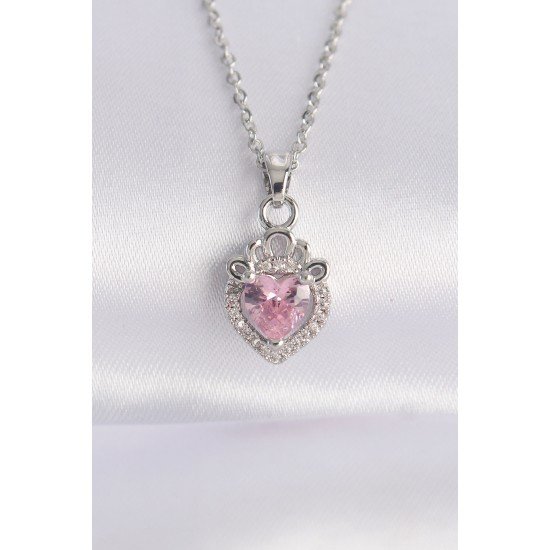 Özel Çelik Zincir Renk Pembe Zirkon Taşlı Rapunzel Kolye Fırsat!!!