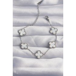 Özel Çelik Renk Beyaz Sedefli Yonca Bileklik Fırsat!!!