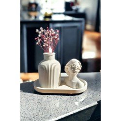 Dekoratif Kadın Figür Mini Kuru Çiçek Vazosu Set