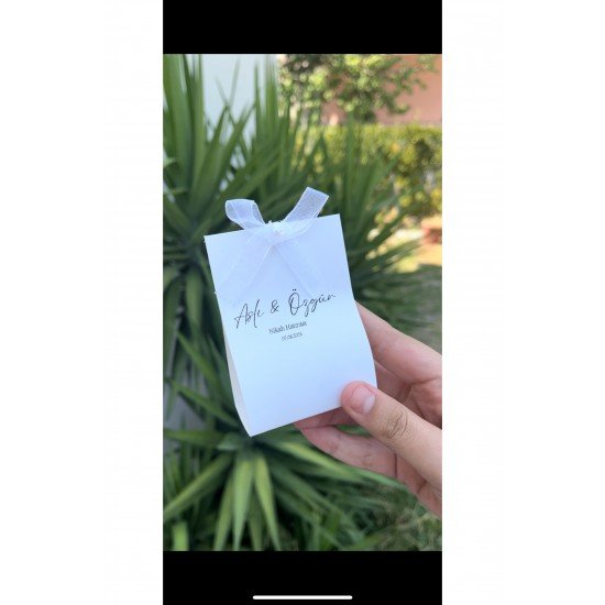 Bernami Organze Kurdele Istiridye Kart Mum Nikah Nişan Söz Hediyelik - 20 Adet