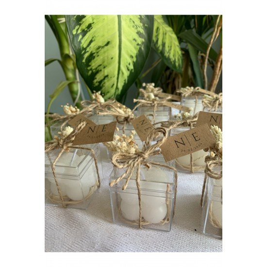 Hasır Bubble Mum Nikah Nişan Söz hediyelik 20 Adet