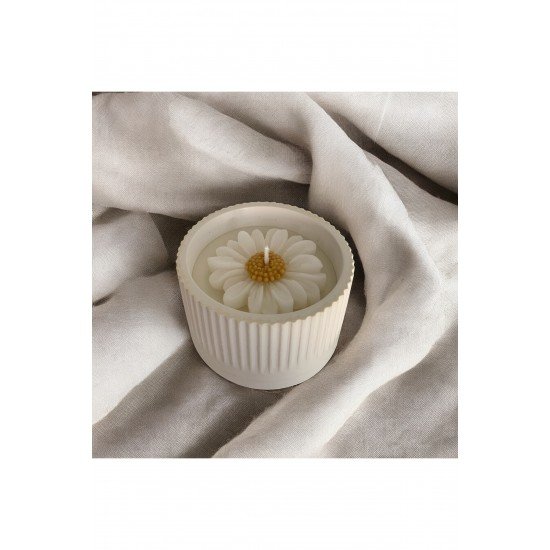 Bernamiofficial Dekoratif Kokulu Kavanoz Mum Papatya Detaylı