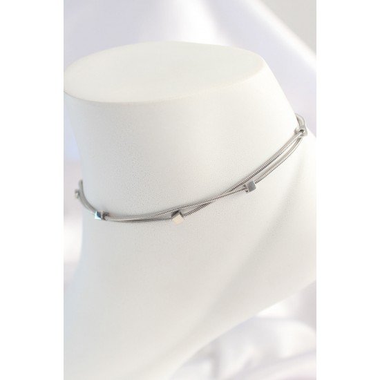 Özel Çelik Renk Minimal Kare Model Kadın Halhal Fırsat!!!