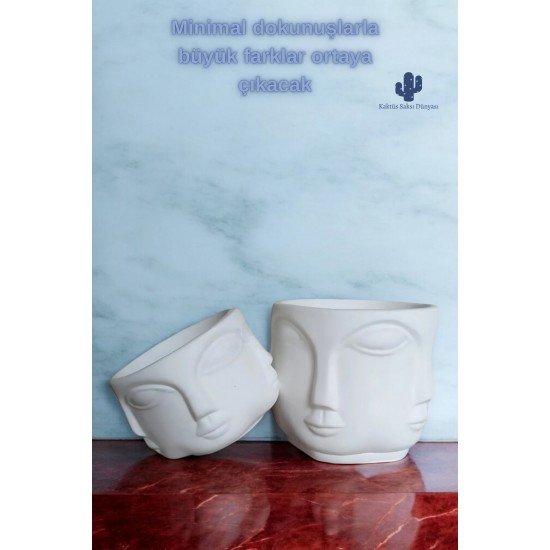 Adler Havelka Saksı 2 Li Saksı Seti Buda Saksı Dekoratif Boyasız Havelka Saksı