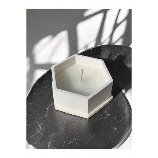 Dekoratif Altıgen Tabanlı Mum - Dekoratif Kutu - Kokulu - 8 Cm