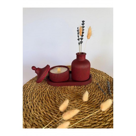 4 parça Dekoratif Minyatür Çizgili Vazo Fresh Soft Koku Mumlu Se kokulut karanfil yapraklı