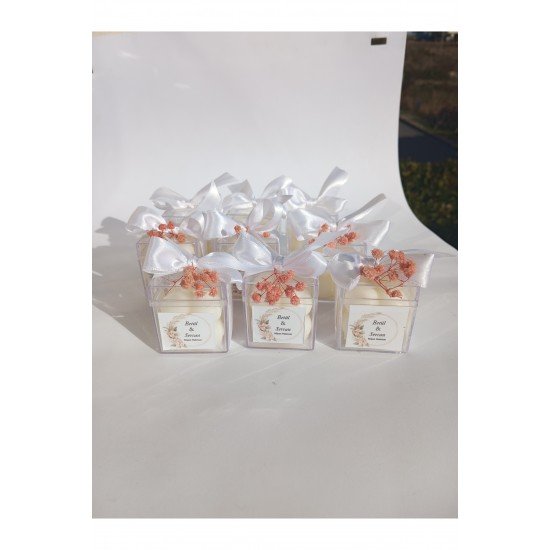 Mika Kutulu Süslü Etiketli Bubble Mum Düğün Kına Nişan Ve Davetlerinize Özel(10 adet)