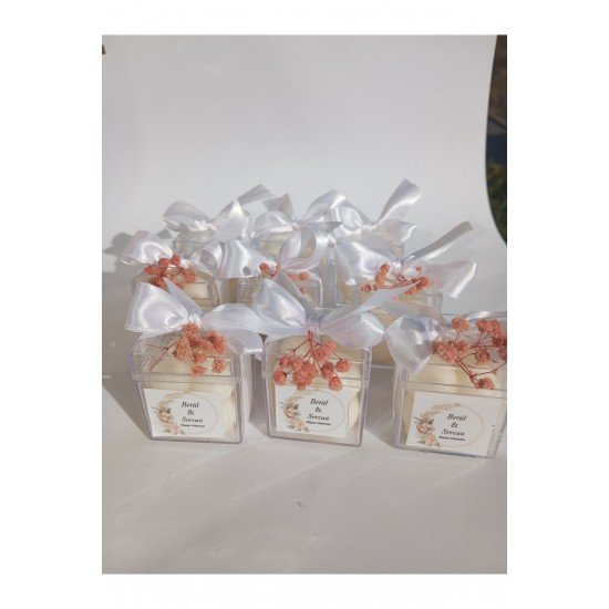 15li Mika Kutulu Süslü Etiketli Bubble Mum Düğün Kına Nişan Ve Davetlerinize Özel