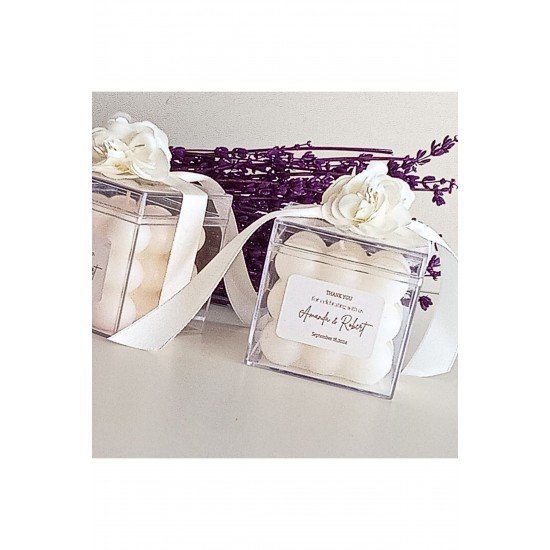 Gelin Damat İsimli Mika Kutulu Büyük Bubble Mum-Düğün, Nişan, Kına, Nikah, Söz Hatırası