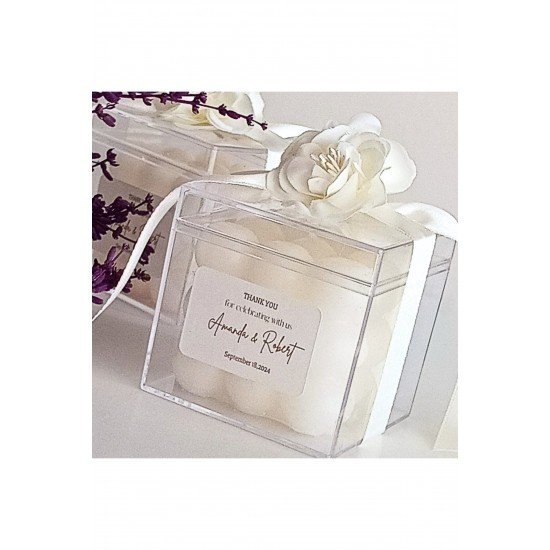 Gelin Damat İsimli Mika Kutulu Büyük Bubble Mum-Düğün, Nişan, Kına, Nikah, Söz Hatırası