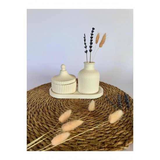 4 parça Dekoratif Minyatür Çizgili Vazo Fresh Soft Koku Mumlu Se kokulut karanfil yapraklı