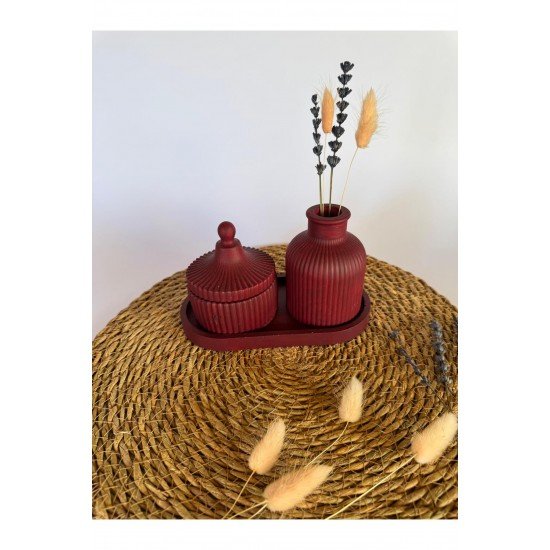 4 parça Dekoratif Minyatür Çizgili Vazo Fresh Soft Koku Mumlu Se kokulut karanfil yapraklı