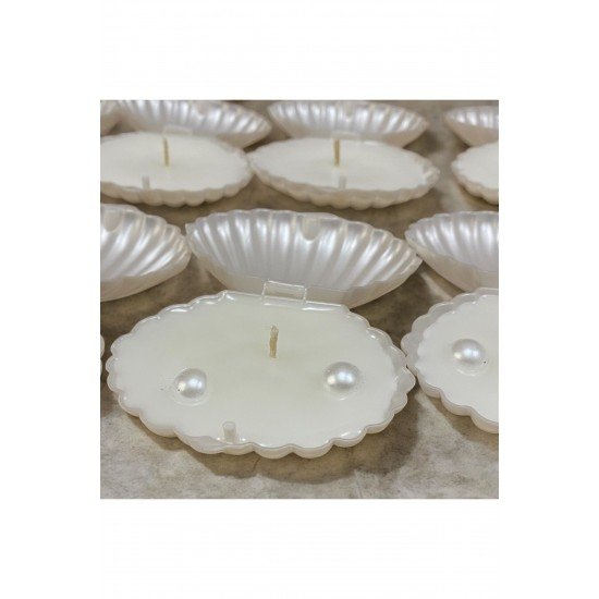 İNCİLİ İSTRİDYE MUM DÖKÜMLÜ MİDYE NİŞAN KINA SÜS HEDİYELİK DEKOR (20 ADET)