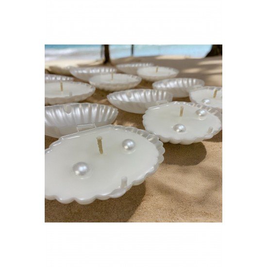 İNCİLİ İSTRİDYE MUM DÖKÜMLÜ MİDYE NİŞAN KINA SÜS HEDİYELİK DEKOR (20 ADET)