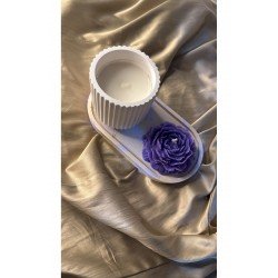 Bernamiofficial Mor Şakayık Mumlu Tabaklı Şık Dekoratif Takım