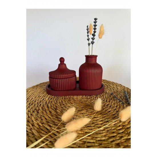 4 parça Dekoratif Minyatür Çizgili Vazo Fresh Soft Koku Mumlu Se kokulut karanfil yapraklı