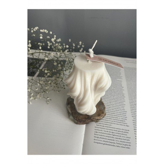 Bernamiofficial Doğal Soya Mumla Hazırlanmış Dalgalı Sütun Mum Seti ,vegan,mum Ve Kandil