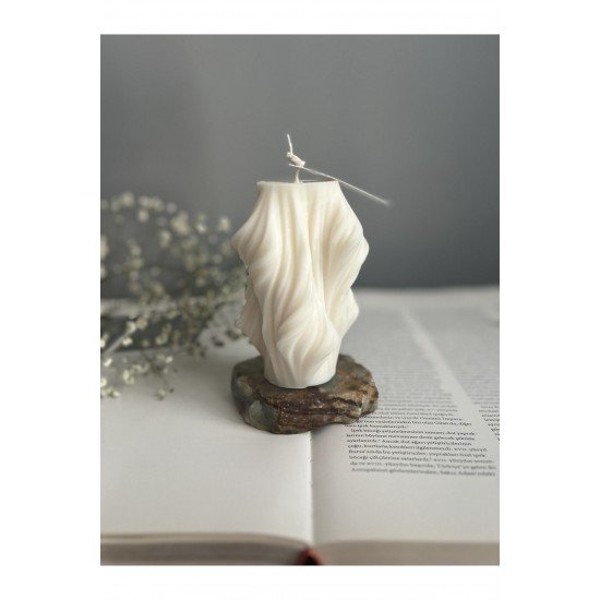 Bernamiofficial Doğal Soya Mumla Hazırlanmış Dalgalı Sütun Mum Seti ,vegan,mum Ve Kandil