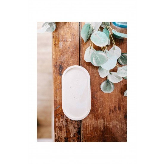Dekoratif Beton Oval Sunumluk Dekoratif Takı Tabağı, Saksılık, Yağdanlık, Tütsülük, Mumluk