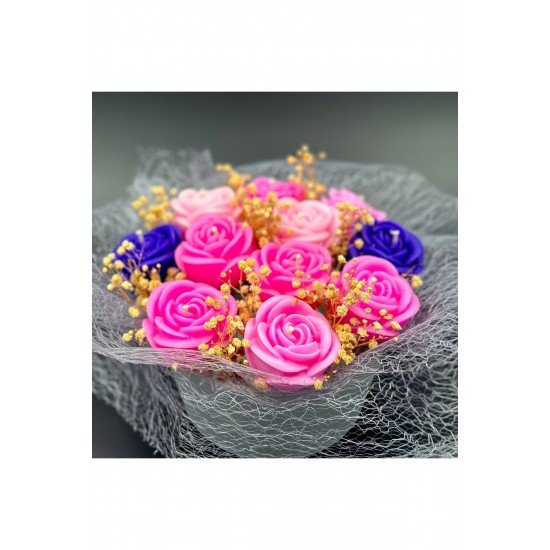 Bernamiofficial Özel Tasarım Kokulu Mum Buketi Aksesuar Dekorasyon - Hediye - Ev Hediyesi New