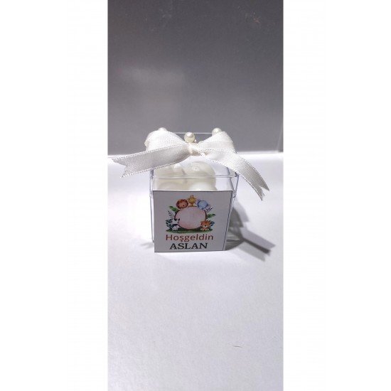 10 Adet İnci Süslemeli Mika Kutulu Bubble Mum Düğün, Nikah, Söz, Kına, Sünnet, Doğum, Baby Shower