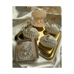 Official 15 Adet Grogren Kurdele Kutulu Istiridye Mum Hediyelik