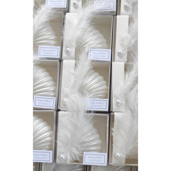 50 Adet Kutulu Istiridye Hediyelik Mum Süslemeli Yeni Sezon Söz Nişan Nikahdüğün Hediyelikleri