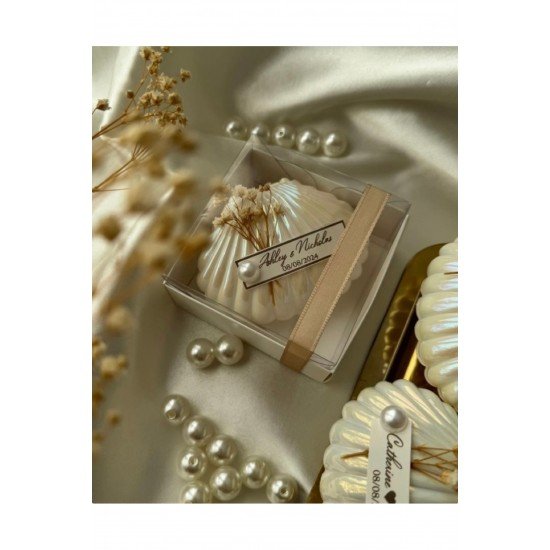 Official 15 Adet Grogren Kurdele Kutulu Istiridye Mum Hediyelik