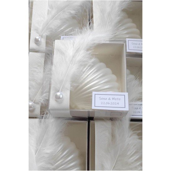 50 Adet Kutulu Istiridye Hediyelik Mum Süslemeli Yeni Sezon Söz Nişan Nikahdüğün Hediyelikleri