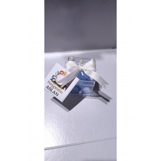 10 Adet İnci Süslemeli Mika Kutulu Ayıcıklı Mum  Düğün, Nikah, Söz, Kına, Sünnet, Doğum, Baby Shower