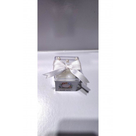 10 Adet İnci Süslemeli Mika Kutulu Bubble Mum Düğün, Nikah, Söz, Kına, Sünnet, Doğum, Baby Shower