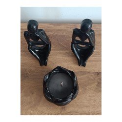 Dekoratif mumluk lotus çiçeği lotus kokulu iki düşünen insan objeli